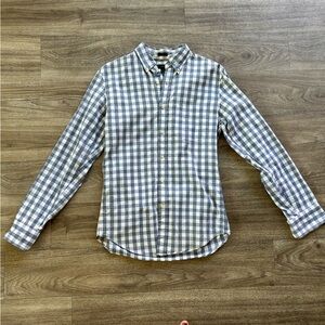 J Crew Blue and White Checkered Plaid button down shirt